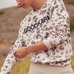 Spiritual Gangster GOOD KARMA Leopard Print Sweatshirt XL